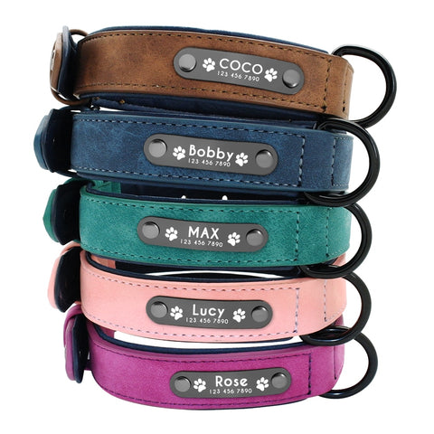 Custom Leather Dog Collar Name ID