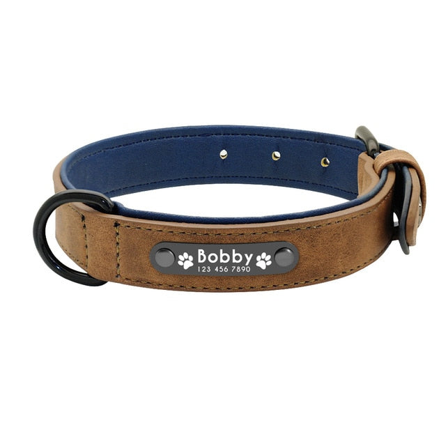 Custom Leather Dog Collar Name ID